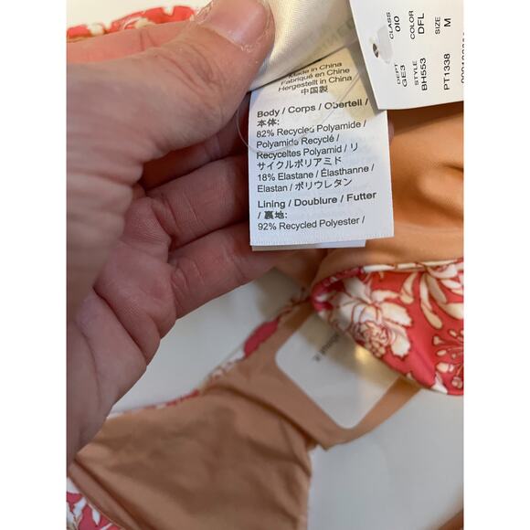 J. Crew Floral Swim Bikini Bottom Mauve Pink Tan Cream Size M NEW - Picture 7 of 9